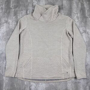 Kuhl Athena Pullover Womens Large Gray Quilted Wool Blend Funnel Neck Sweater
